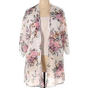 Wallflower Pink and White Kimono with Flowing Sleeves - NWOT